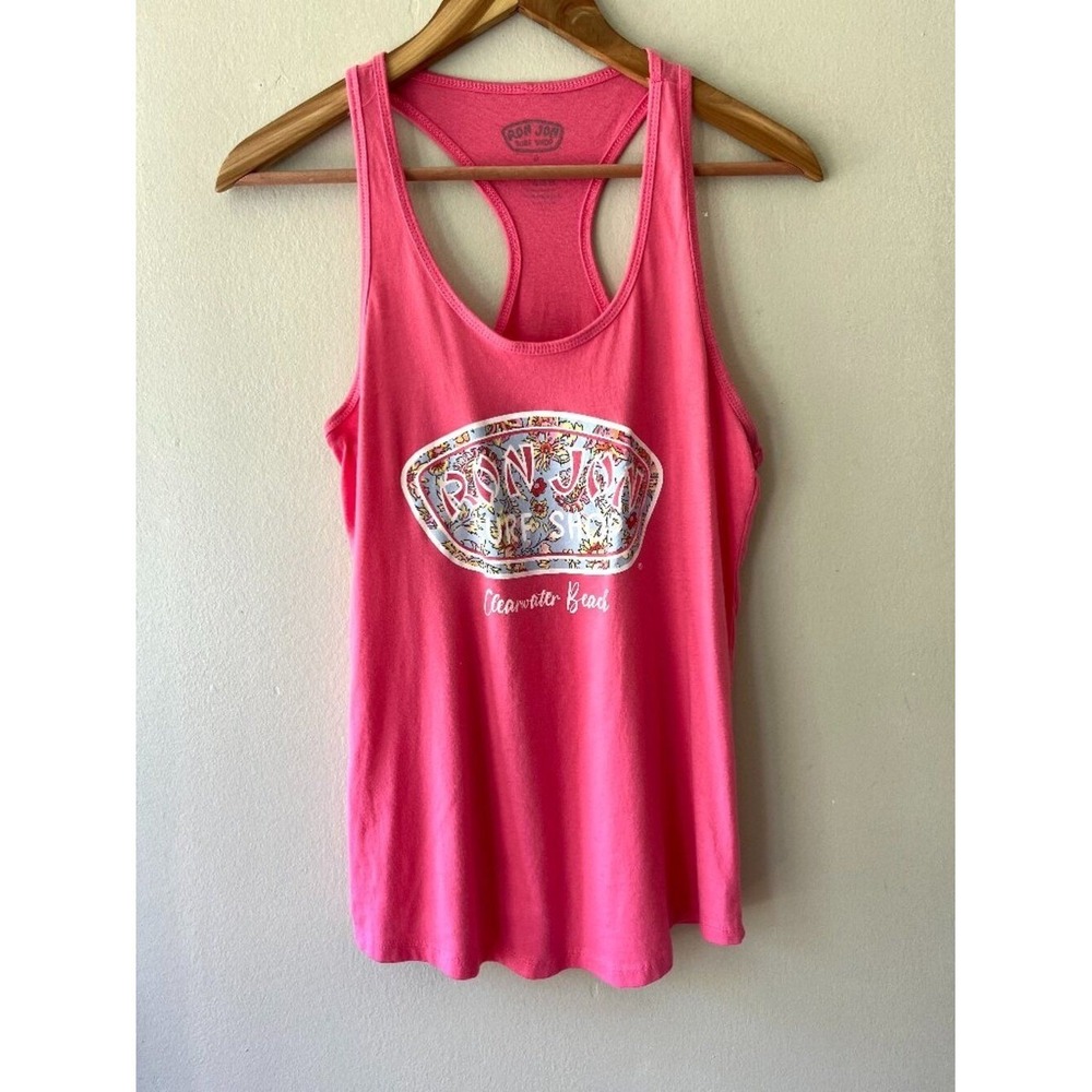 Ron Jon Sz M Surf Shop Clearwater Beach Racerback Pink Tank Top Pullover